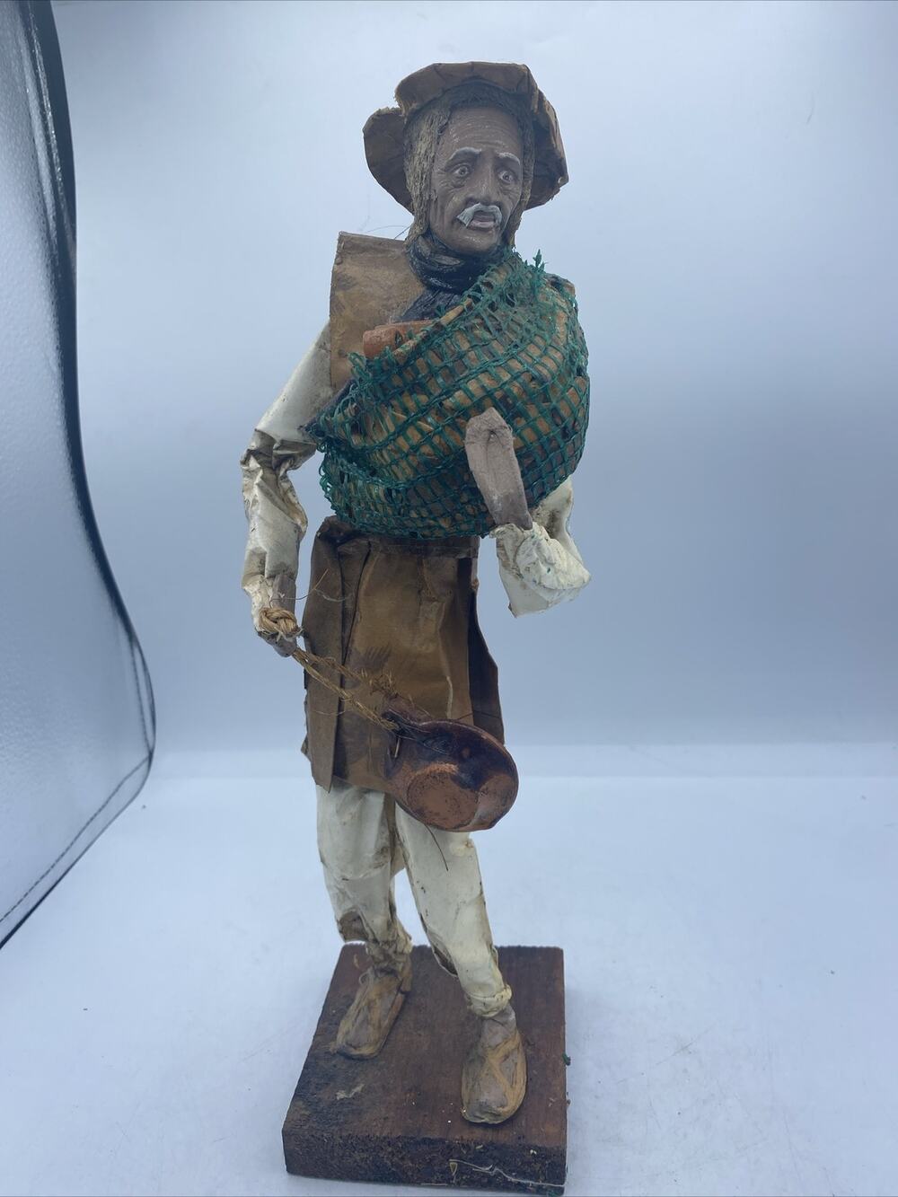Vtg 1940s HANDMADE PAPER MACHE MEXICAN OLD MAN Doll Statue FOLK ART